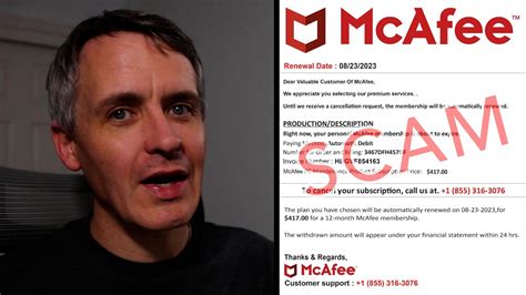 fake mcafee renewal email